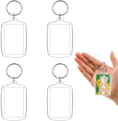 Obrázok produktu pre Sada akrylových príveskov na kľúče s fotorámčekom, balenie po 4 ks, DIY umenie, darček pre mužov a ženy, balenie po 4 ks