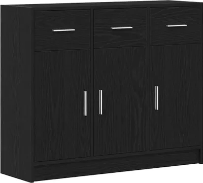 Zdjęcie produktu dla Kredens czarny dąb 91x28x75 cm materiał drewnopochodny