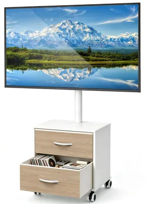 Obrázok produktu pre Mobilný držiak na televízor s uhlopriečkou 32-60 palcov, s nosnosťou do 40 kg, farba: biela
