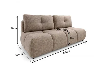 A sofa with dimensions shown.