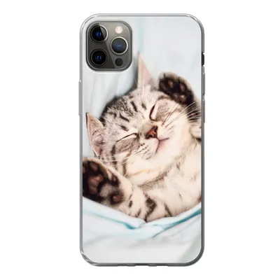 Produktbild von MuchoWow® Handyhülle Schutzhülle Hülle für iPhone 13 Pro Max Kätzchen - Lustig - Bett - Kinder - Jungen - Mädchen - Kinder Silikon Softcase Handy Hülle - Mobiltelefon