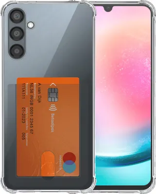 Produktbild von Smartphonica Handyhülle passend für Samsung Galaxy A24 mit Kartenhalter Transparentes Silikon - Transparentes TPU stoßfestes Backcover Case mit Kartenschlitz