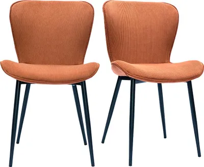Produktbild von Miliboo - Design-Stühle aus Cordstoff in Terracotta und schwarzem Metall (2er-Set) ADDICT