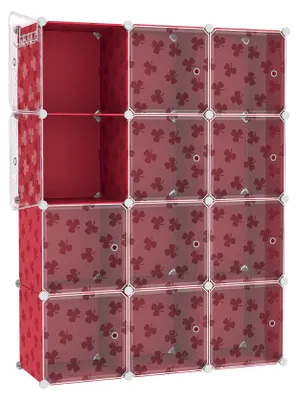 Imagen del producto de Cajas de almacenamiento con puertas, 12 compartimentos, de plástico, modulares, para dormitorios