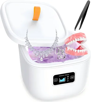 Produktbild von Ultraschallreiniger, Professionelle Ultraschallreinigungsgerät für Schmuck, Brille, Make-up-Pinseln, 43000Hz Tragbarer Ultraschallreiniger, Weiß