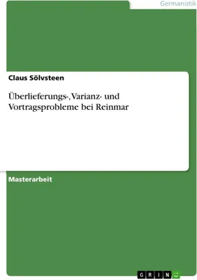 Produktbild von Überlieferungs-, Varianz- und Vortragsprobleme bei Reinmar
