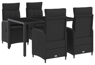Obrázok produktu pre Záhradná jedálenská súprava 5 pcs Čierna 150 x 90 x 75 cm