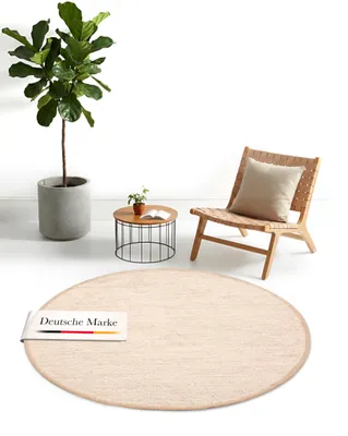 Produktbild von jaloom Wollteppich Lui Taupe Rund Ø 120 cm | Moderner Teppich für Wohnzimmer und Küche