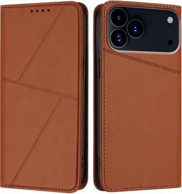 Produktbild von Mobigear Frosted Flip iPhone 17 Pro Hülle Klapphülle Geldbörse - Braun
