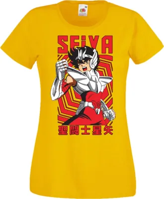Zdjęcie produktu dla Koszulka Damska Manga Anime Saint Anime Seiya Pegasus 02 Saint Seiya, Lady S / Żółty