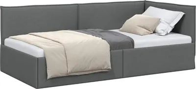 Obrázek produktu pro vidaXL Rohový rám postele s čelem tmavě šedý 100 x 200 cm látka