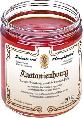 Immagine prodotto di Miele di castagno 500g | Miele dell'apicoltore | Raccolto in Germania
