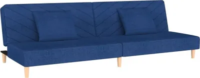 Image de vidaXL Canapé-lit 2 places avec 2 coussins Bleu Tissu