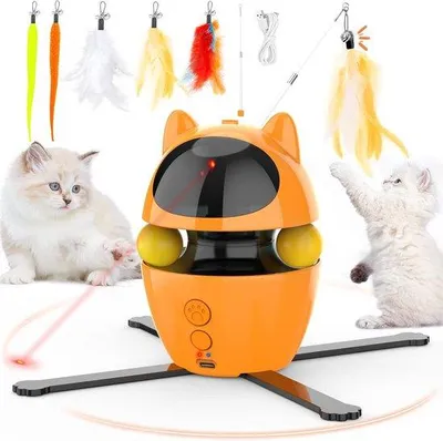Produktbild von Kattenspielzeug 3 in 1 Interaktives für Erwachsene Kätzchen - 2022 USB-Ladbar Automatisches Katzenspielzeug - Katzen Spielzeug Geschenk für Haustiere