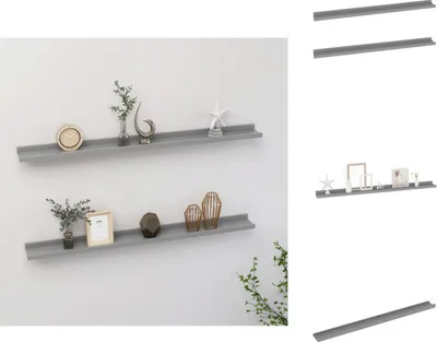 Immagine prodotto di vidaXL Mensole da parete 2 pz. Grigio 100x9x3 cm - Mensole a muro