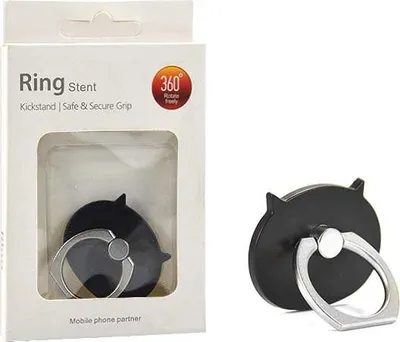 Zdjęcie produktu dla Uchwyt Telefonu Stojak Gruby Kot Czarny Uniwersalny Vega Na Rękę Ring Holder