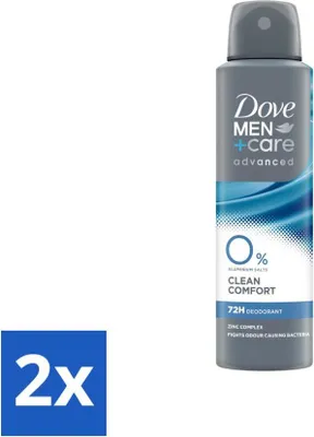 Produktbild von Dove Men+Care Deodorant Spray – 0% Clean Comfort – 150 ml - Vorteilspack - 2 Stücke