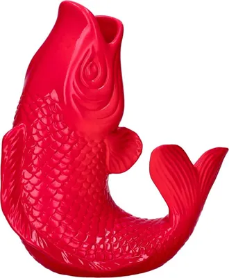 Produktbild von Gift Company Vase Mamsell Koi S, Dekovase in Fisch-Form, Steingut, Neon Pink, H 25 cm, 1214303082