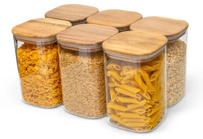 Produktbild von Vorratsglas mit Akazienholzdeckel, 1200 ml, luftdicht, für die Küche