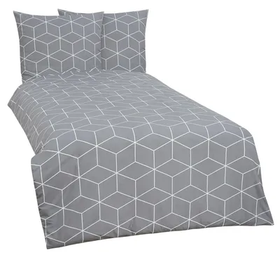 Produktbild von Bettwäsche 200x200 cm Geometrisch Cube grau weiß Renforce Baumwolle