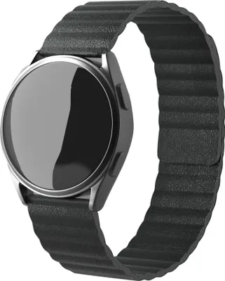 Produktbild von Strap-it Samsung Galaxy Watch 6 Classic 47mm Leder Armband Loop (Schwarz)