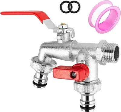 Productafbeelding van Tuinkraan 3/4 inch Dubbele Messing Kogelkraan - Vorstbestendig met Gratis Slangaansluitingen