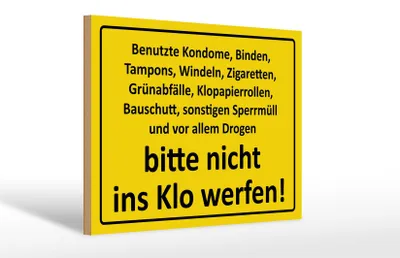 Produktbild von Holzschild Hinweis 30x20cm nicht ins Klo werfen