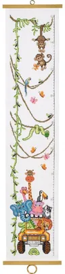 Kreuzstich-Stickpaket Messlatte mit wilden Tieren, 20x95 cm