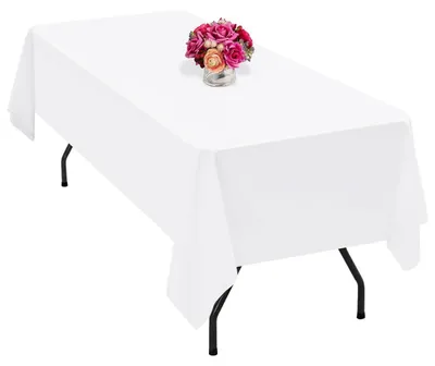 Zdjęcie produktu dla Ścierełka na stół, prostokątna, 140 x 240 cm, biała, wykonana z poliestru, nadająca się do prania, odporna na gniecenie