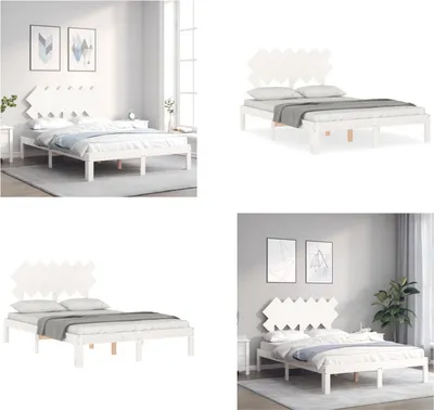 Immagine prodotto di vidaXL Letto in legno massiccio con testiera bianca - Struttura letto - Cornici letto - Struttura letto - Letto