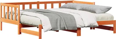 Produktbild von vidaXL Tagesbett mit Ausziehbett Wachsbraun 203,5 x 184 x 66 cm