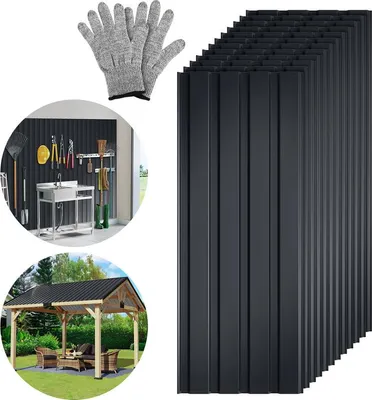 Obrázek produktu pro Hengda 36x trapézový plech 115x45 cm=18 ㎡ Střešní plech pro přístřešek na auto antracitový profilovaný plech střešní plech vlnitý plech střešní panely stěnové plechy šedé barvy