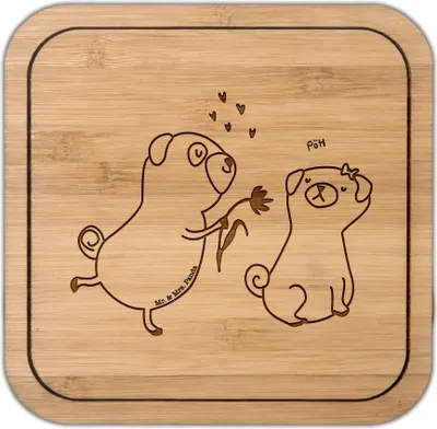 Produktbild von Mr. & Mrs. Panda Tischuntersetzer Mops Verliebt - Transparent - Geschenk, Untersetzer Kork, Knuffig, Liebe, Coaster, gläseruntersetzer, Haustier, Hund, Tischschoner