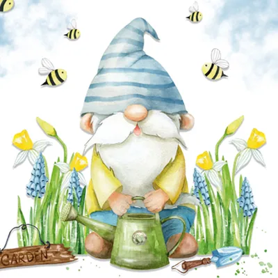 Produktbild von 20 Servietten Garden Gnome - Fleißiger Gartenwichtel 33x33cm