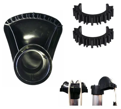 Produktbild von PremiumX Mastkappe mit Kabeldurchführung groß für Dachmontage Schwarz passend für Masten und Dachsparrenmasthalter mit 48 mm und 60 mm + 2x Kabelclip für Masten bis 50 mm