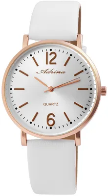 Produktbild von Adrina 2910013-002 Analog Damenuhr mit Kunstlederarmband in weiß