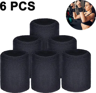 Produktbild von 6 Packung Sport Wristbands Absorbierende Schweißbänder für Fußball Basketball, Leichtathletik