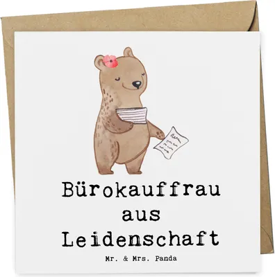 Produktbild von Mr. & Mrs. Panda Glückwunschkarte Bürokauffrau Leidenschaft - Weiß - Geschenk, Grußkarte, Spruch, Lustig, Klappkarte, anlasskarte, Kauffrau für Büromanagement, faltkarte