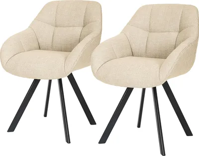 Produktbild von home24 Polsterstuhl - 2er-Set - Leinen / Eisen
