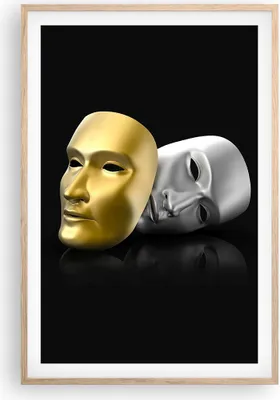Produktbild von Gerahmtes Poster - Rahmen in heller Eiche - Maske Theater Bühne Schauspieler - 61x91,5 cm - Wand Bild - Wanddeko - Wandbilder - Wandposter - Bilderrahmen - Bilder - Kunstdruck - P2NPA61x91-2432