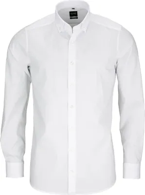 Produktbild von Olymp Business-Hemd extra slim fit weiß einfarbig Baumwolle Button-Down-Kragen
