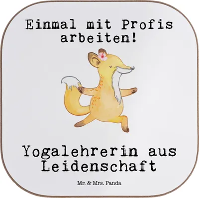 Produktbild von Mr. & Mrs. Panda Untersetzer für Gläser Yogalehrerin Leidenschaft - Weiß - Geschenk, Coaster, Kaffeeuntersetzer, Tassen, Getränkeuntersetzer