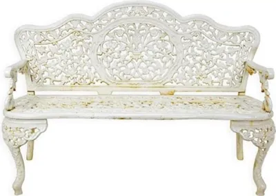 Produktbild von Casa Padrino Barock Gartenbank Cremeweiß 133 x H. 86 cm - Prunkvolle Gusseisen Garten Sitzbank - Gusseisen Gartenmöbel - Barock Garten Möbel - Garten Möbel im Barockstil