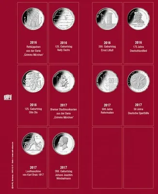 Produktbild von SAFE 7344-1 Münzblatt mit Vordruck für 20 Euro-Münzen 2016/2017