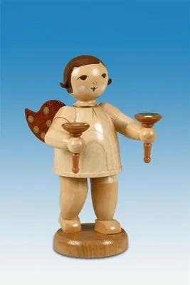 Produktbild von Holzfigur Engel mit 2 Tüllen ohne Krone Höhe 22cm NEU