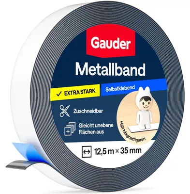 Immagine prodotto di Nastro adesivo metallico GAUDER per magneti (12,5 m x 35 mm - bianco)