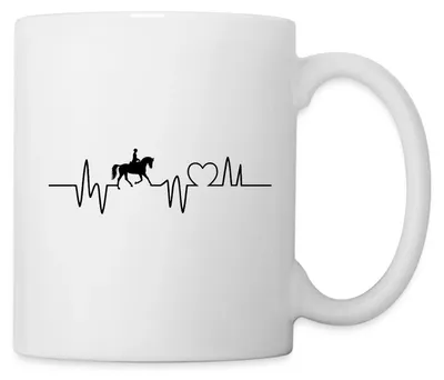 Produktbild von Spreadshirt EKG Linie Mit Pferd | Pferdeliebe Herzschlag Tasse, One size, Weiß