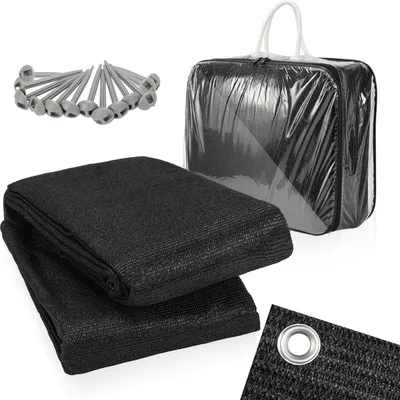 Produktbild von Faziango Zeltteppich 250x300 cm HDPE Schwarz UV-stabil Atmungsaktiv mit 13 Heringe für Zelt & Caravan & Picknick