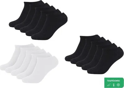Produktbild von Uni Sneaker Socken Bambus-Fasermischung 15 Paar Schwarz Weiß 39-42