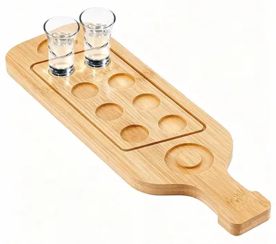 Shotglas-Halter aus Holz mit 8 Gläsern und 2 Weingläsern
